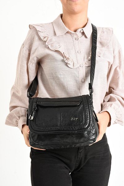 571 Collections Çanta Black Faux Leather Shoulder Bag - Model 571-11-13E