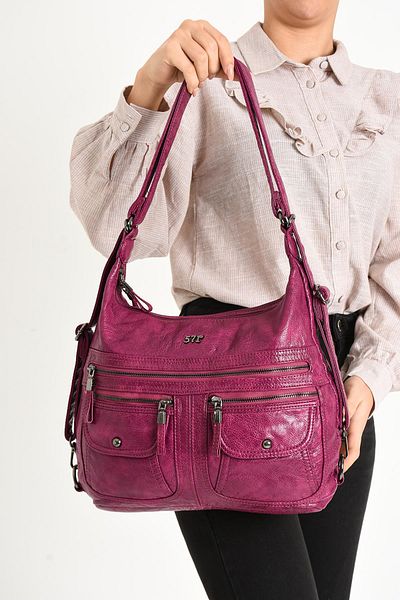 571 Collections Çanta Purple Faux Leather Soft Shoulder Bag - Backpack (Model: 571-11-13A)