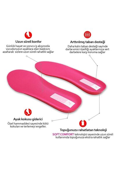 BLACK DEER X45 Yumuşak Ortopedik Tabanlık,rahat Tabanlık,konfor Tabanı,spor Tabanlığı,iç Taban,kadın,pembe
