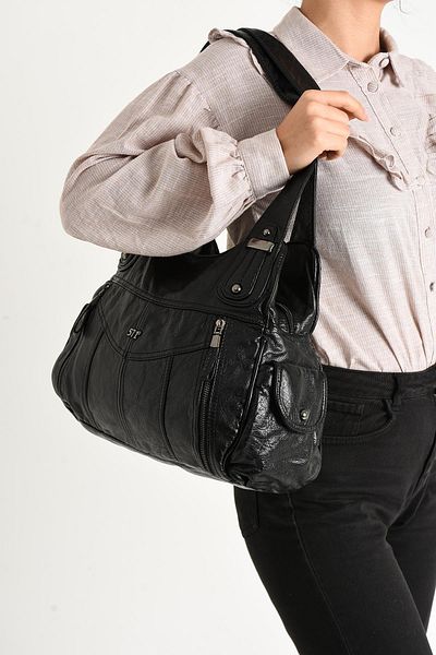 571 Collections Çanta Black Faux Leather Shoulder Bag - Model: 571-11-13C
