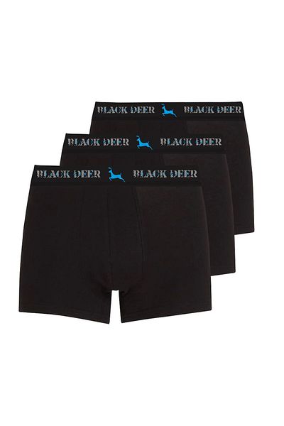 BLACK DEER Αποκλειστικά 3 τεμάχια ανδρικά βαμβακερά εύκαμπτα μπόξερ μαύρο