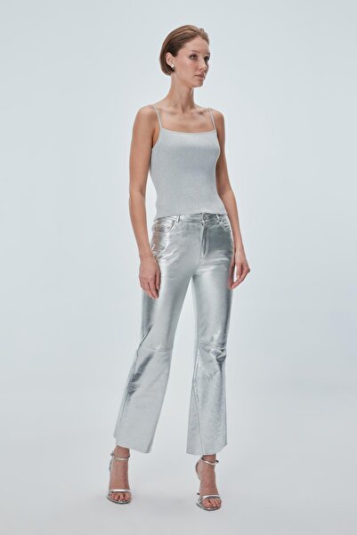 JOIN US Gümüş Simli İp Askı Gri Atlet