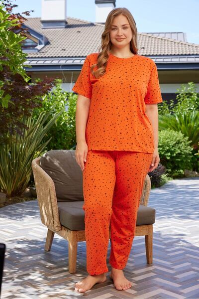 PİJAMOOD Battal Beden Kısa Kollu Pamuklu Pijama Takımı