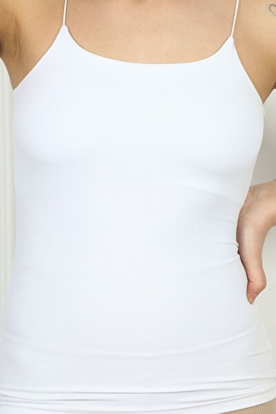 CİDDE Λευκό γυναικείο μακρύ εσώρουχο - λουράκι σχοινιού / S