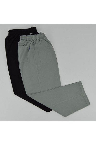 Kidiba Large Size Men's Trousers - 100% Cotton, 2 Pack, Hambez Washed