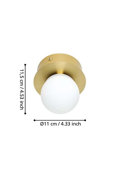 Eglo 900658   - "Mosano" Gold Colored Cast Steel, Indoor Brushed Brass Wall / Ceiling Lamp