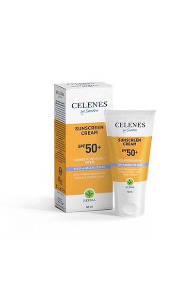 Celenes Vegan Perfumed SPF50 Sunscreen - For Dry and Sensitive Skin, Parben Free, 50ml