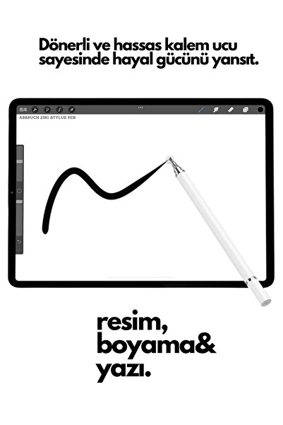 Abbruch 2İn1 Touch Pen - Tablet Phone Stylus Pen, Drawing and Writing Pen Compatible with All Devices