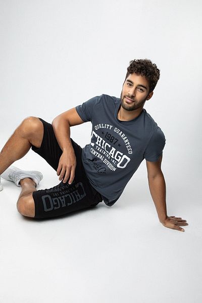 MyBen Ανδρικό καπνιστό πολύχρωμο σορτς T-shirt Σετ φόρμας Capri 5148