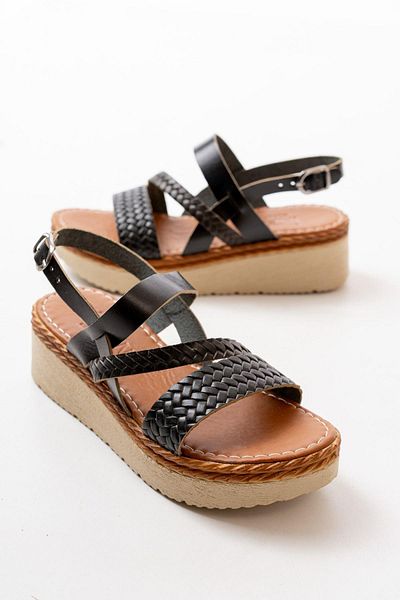 Aymood 730-152 Model Ortopedic Negru Sandale de damă din piele naturală - căptușeală