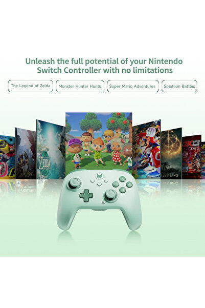 GD34 Choco Kablosuz Oyun Kolu Pastel Yeşil Nintendo Switch PC Windows Android Ios Uyumlu