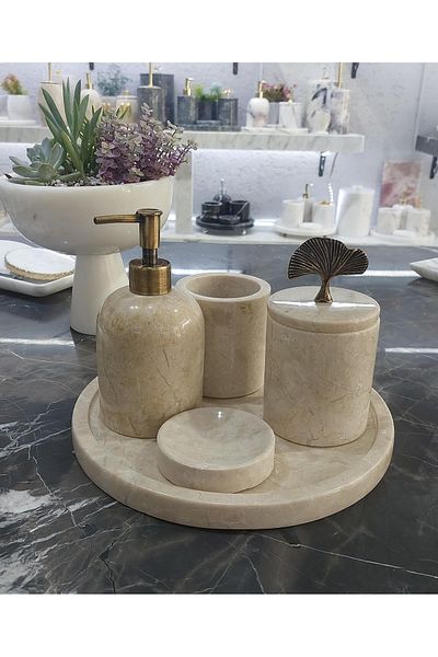 Sümeyra Marble Art Beige Marble Marble - Oldstep Gold Detailed