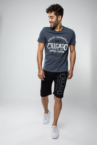 MyBen Ανδρικό καπνιστό πολύχρωμο σορτς T-shirt Σετ φόρμας Capri 5148