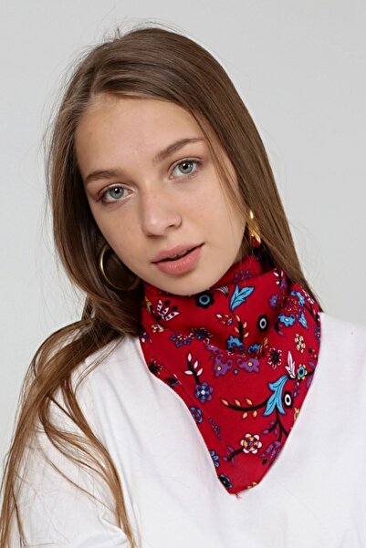 alsaccessories Μπαντάνα πολλαπλών χρήσεων με μοτίβο λουλουδιών σε κόκκινο χρώμα 100% βαμβάκι