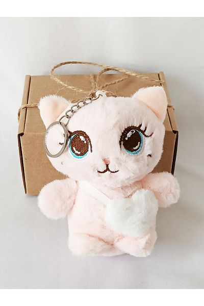 dudu kids Plush Cat Keychain - 13 cm - Pink - Birthday Gift - Bag Ornament - Toy