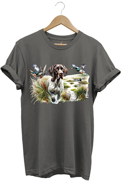 WİDİ Tricou gri cu croiala normală cu imprimeu de copac în natură pentru vână...