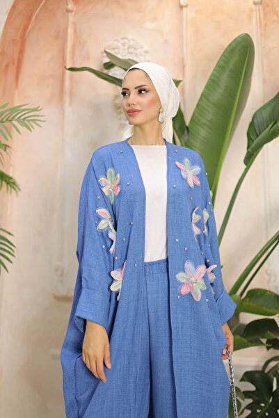 SHİROSA Σετ κιμονό με διπλό σχέδιο λουλουδιών