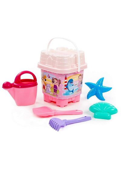 Kelebek Oyuncak Polesie 94858 - Pink Large Size Castle Molded Sand Bucket Set