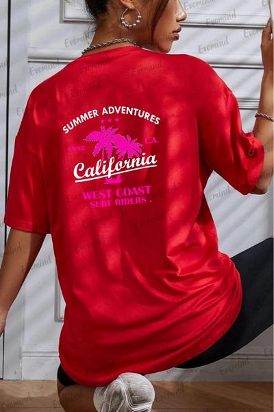 Evomind 1 T-Shirt for Purchases of 5 or More in Cart - Unisex Summer Adventures California Printed Oversize T-Shirt