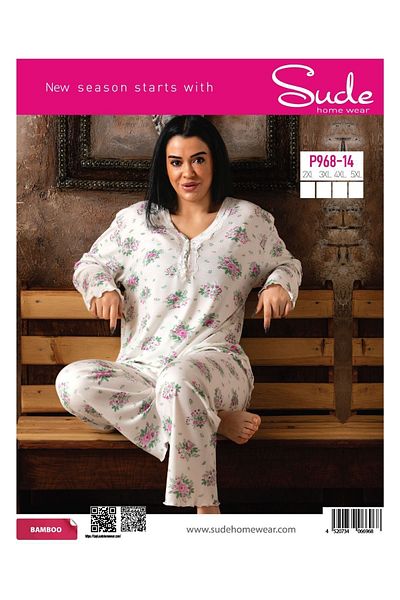 Sude P-968- 14 BAMBOO BATTAL YOUNG LONG SLEEVE INTERLOK PAJAMAS SET