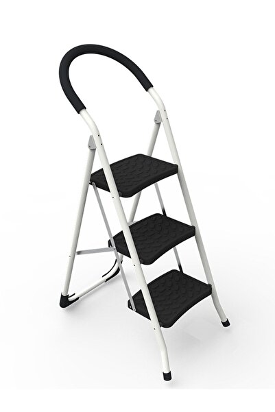 Saraylı Lady Pratik Mega Metal 3 Basamaklı Merdiven Ev Merdiveni Siyah-Beyaz