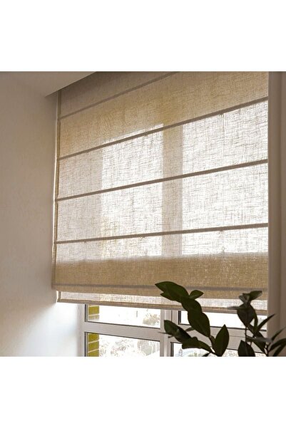 perastore Ince Bej Keten Natural Otantik Katlamalı Tül Perde