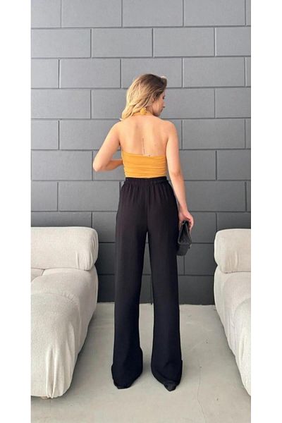 Ceylen Women's Loose Fitting Linen Trousers with Tie Waist