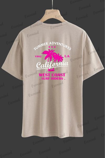 Evomind 1 μπλουζάκι για αγορές 5 και άνω στο καλάθι - Unisex Summer Adventures California Printed Oversize T-shirt