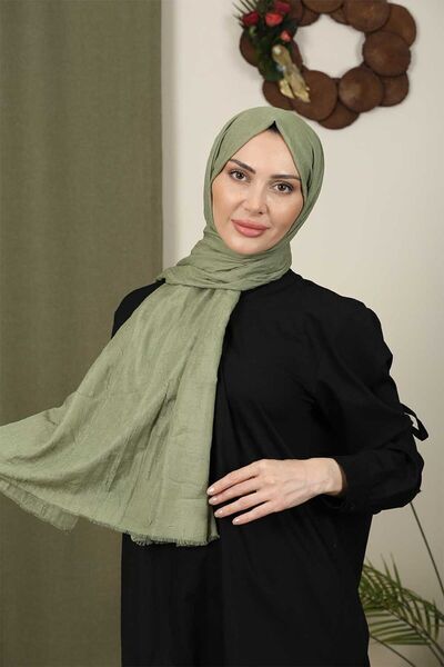 Trablus Tessetür Kadın Bambu Kraş Şal Yağ Yeşili