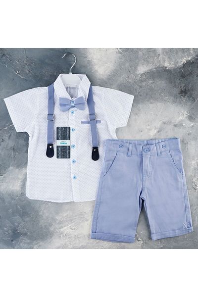 Terry 4-Piece Set with Bow Tie, Capri, Shirt and Straps