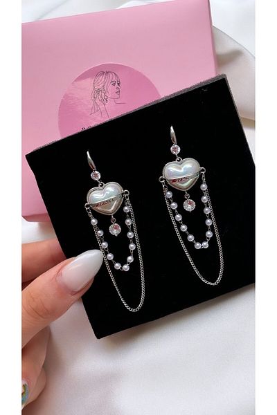 Accessories Heart and Pearl Dangle Special Series Earrings