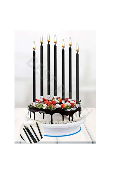 BEST PARTİ Siyah Renk Doğum Günü Pasta Mumu 6'lı 20 cm