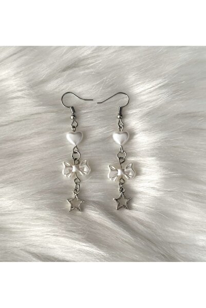 sleyshop Fairycore Yıldız Kalp Fiyonk Boncuk Küpe