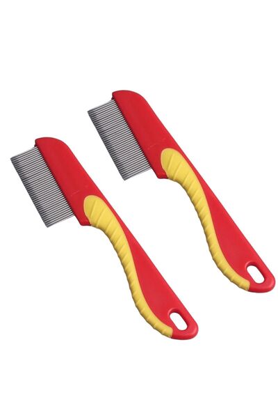 NEYSTORE 2 Adet Kısa Paslanmaz Metal Dişli, Plastik Tutma Saplı, Bit, Böcek, Vb. Temizleme Tarağı