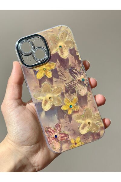 HYPERSOFT Iphone 15 Plus (6.7 inç) Uyumlu Desenli Hologramlı Simli Kamera Kor...