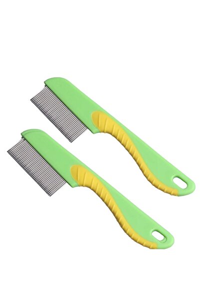 NEYSTORE 2 Adet Kısa Paslanmaz Metal Dişli, Plastik Tutma Saplı, Bit, Böcek, Vb. Temizleme Tarağı