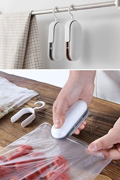 KANA Pratik Ev Mini Poşet Kapatma Makinesi Yapıştırıcı Kesici Askılıklı