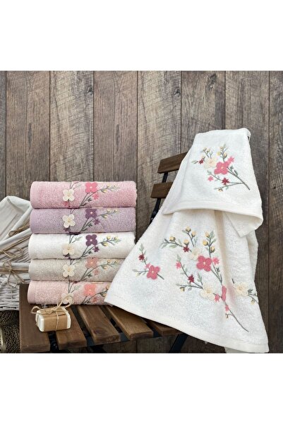 MARİBOR HOME Lavem - %70 Bambu %30 Pamuk 3d Nakışlı El Havlusu - 6'lı Set 50x90
