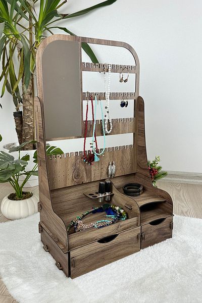 TASARREKLAM منظم المجوهرات مرآة المكياج منظم المجوهرات