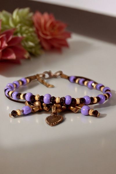 etniko Charmed Purple Women's Anklet - Dangle