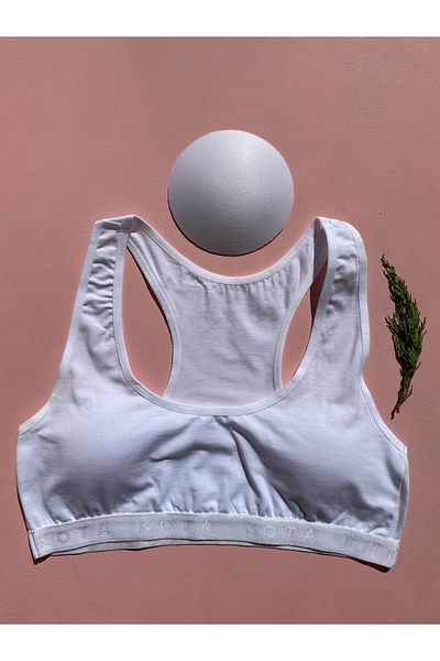 LEYNA BUTİK 4-Piece White and Nude Padded Cotton Half Tank Top - M=70-75, L=80-85, XL=90-95, 2XL=100-105