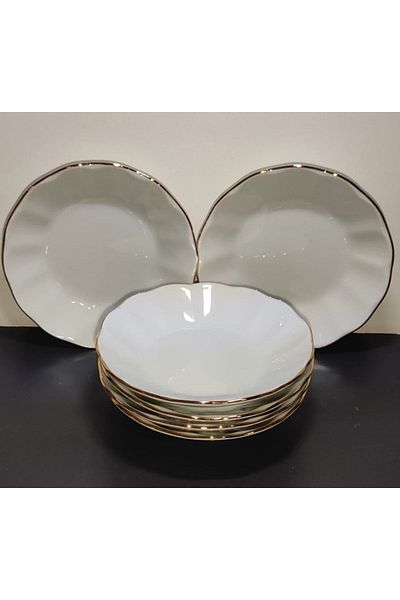 Porland Gilded Tea Plate - 6-Piece Porcelain 11 cm