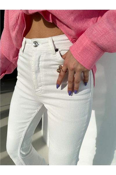 İBABUTİK Cream Spanish Ankle Jean