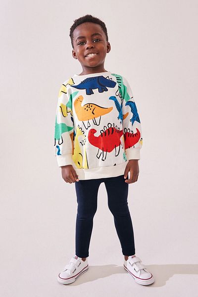 Next Baby Dinosaur Patterned Cotton Long Sleeve Sweatshirt Set