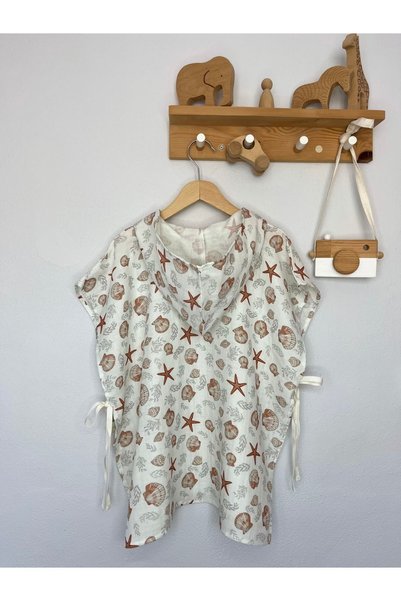 BabyKAR Seashell Muslin Hooded Baby & Toddler Poncho, Towel and Bathrobe