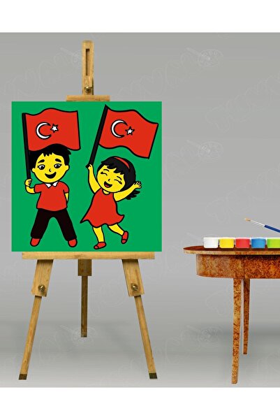 tuvval Sayılarla Boyama Seti Bayraklı Çocuklar 20x20-atatürk 23nisan 19mayıs ...