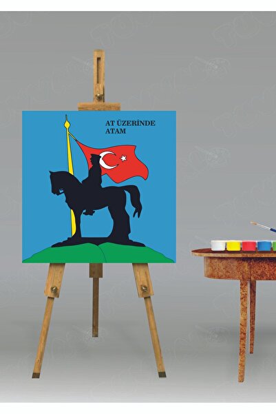 Genel Markalar Sayılarla Boyama Seti At Üzerinde Ata 20x20-atatürk 23nisan 19...