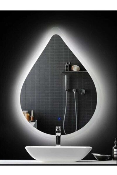 Toprak dekor 75*55 Damla Ledli Ayna Banyo Aynası Tuvalet Aynası