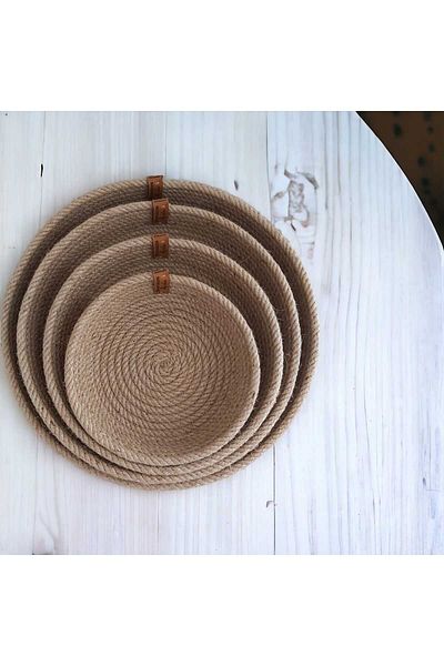 home decors by özlem 4-Piece Wicker Basket Set Organizer Storage Box Organizer Decor Gift Handmade Living Room Kitchen