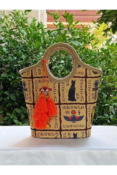 çanta tasarımcısı Ethnic Egyptian Beach Bag - Jute Straw